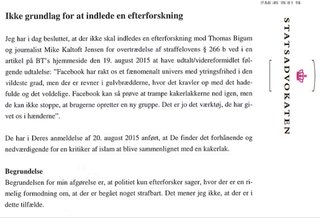Statsadvokaten venstrefløj dehumanisere islamkritikere kakerlakker 2016