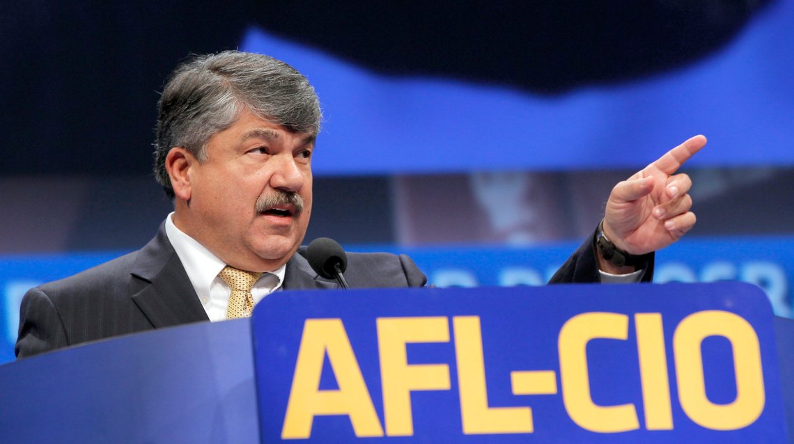 American Federation of Labor and Congress of Industrial Organizations (AFLCIO) president Richard Trumka addresses members during the quadrennial AFL-CIO convention at Los Angeles Convention Center Monday, Sept 9, 2013. The AFL-CIO plans to open its membership to more non-union groups in an effort to restore the influence of organized labor as traditional union rolls continue to decline.
A resolution approved Monday at the federation's quadrennial convention in Los Angeles would expand membership for workers who aren't covered by a collective bargaining agreement. (AP Photo/Nick Ut) American Federation of Labor and Congress of Industrial Organizations (AFLCIO) president Richard Trumka addresses members during the quadrennial AFL-CIO convention at Los Angeles Convention Center Monday, Sept 9, 2013. The AFL-CIO plans to open its membership to more non-union groups in an effort to restore the influence of organized labor as traditional union rolls continue to decline.
A resolution approved Monday at the federation's quadrennial convention in Los Angeles would expand membership for workers who aren't covered by a collective bargaining agreement. (AP Photo/Nick Ut)