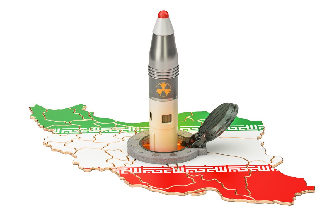 Iranian missile launches from its underground silo launch facility, 3D rendering Iranian missile launches from its underground silo launch facility, 3D rendering