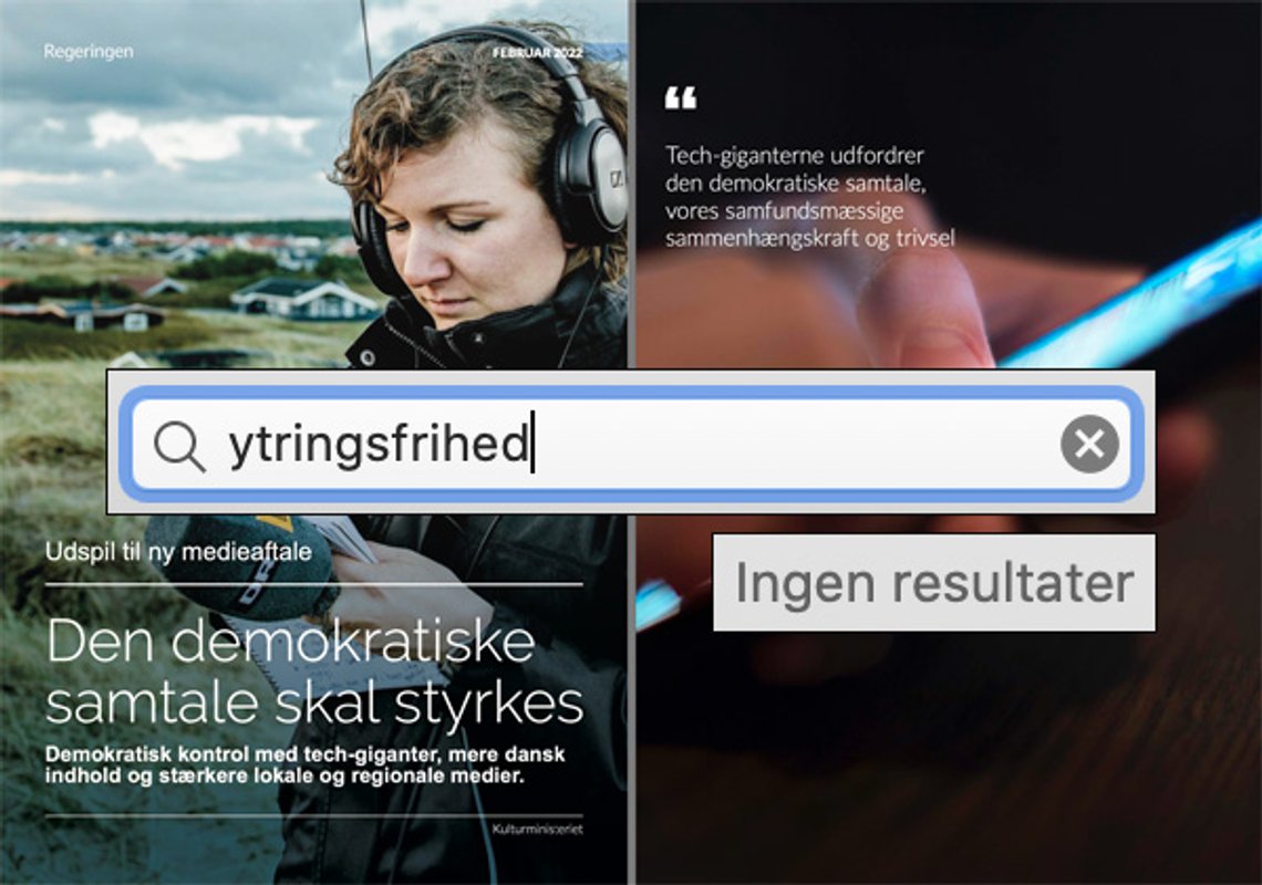 (Regeringen, 2022: Den demokratiske samtale skal styrkes, 24 sider (Regeringen, 2022: Den demokratiske samtale skal styrkes, 24 sider