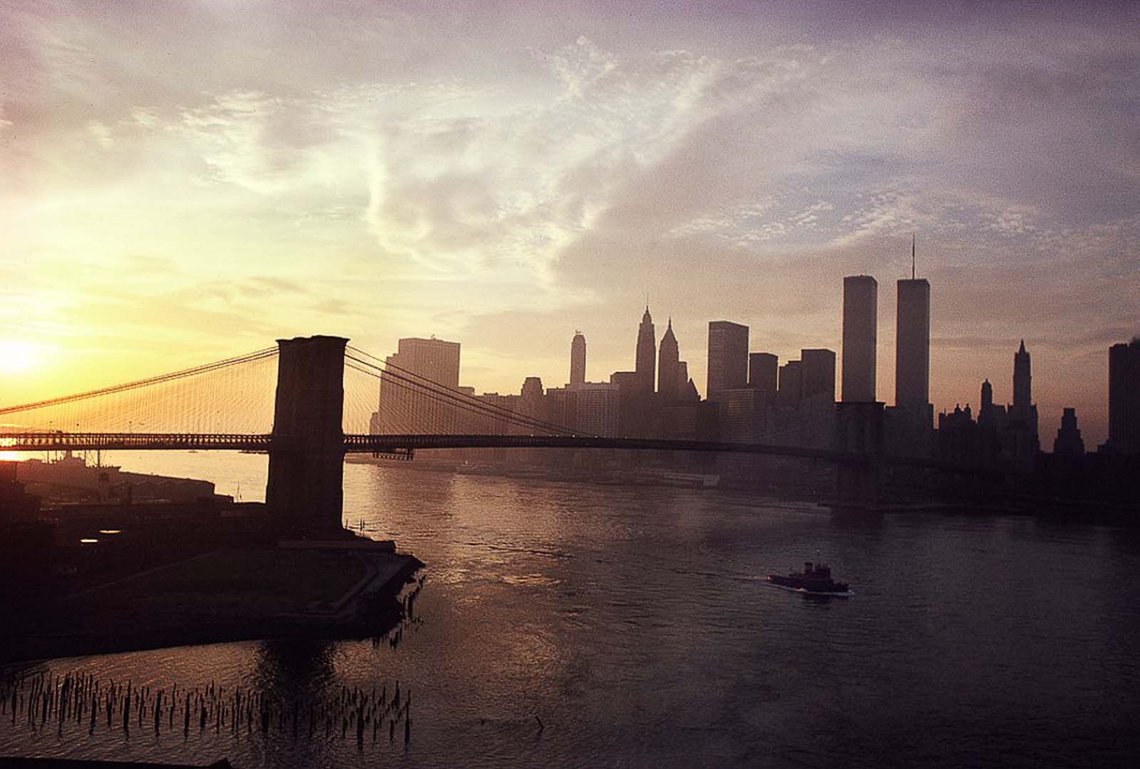 View of lower Manhattan from the Manhattan Bridge. 1979. View of lower Manhattan from the Manhattan Bridge. 1979.