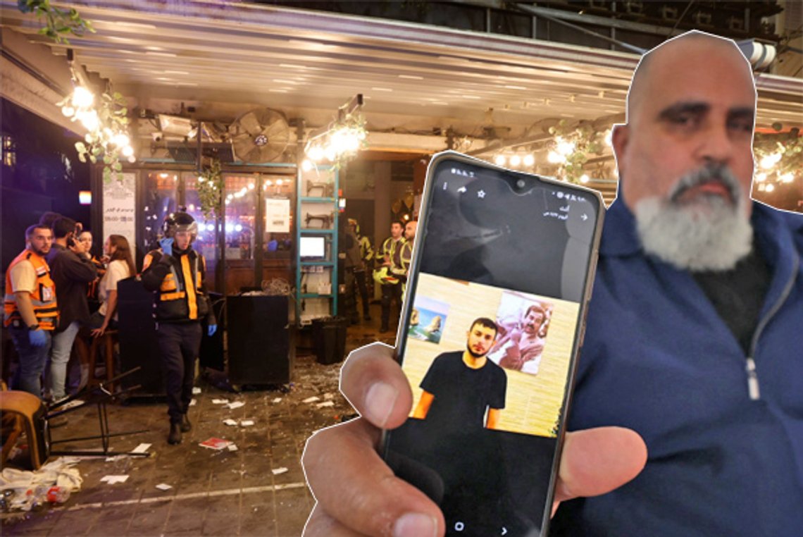 Collage: Gerningsstedet i Tel Aviv, og gerningsmandens stolte onkel; Fotos: Haaretz, JPost Collage: Gerningsstedet i Tel Aviv, og gerningsmandens stolte onkel; Fotos: Haaretz, JPost