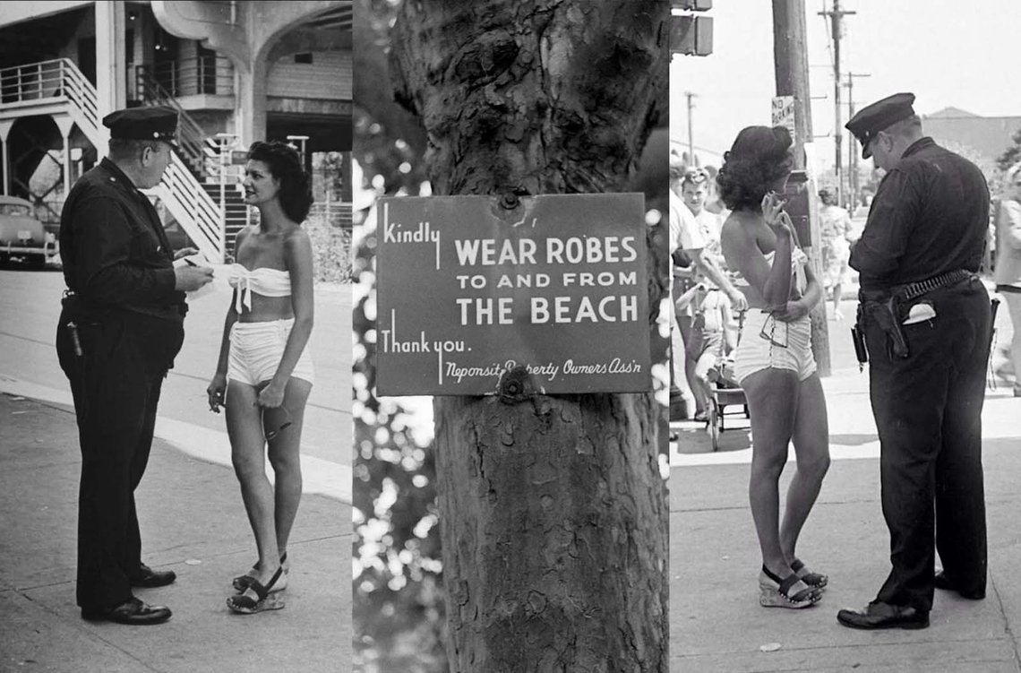 In these vintage photos, the LIFE magazine photographer Sam Shere captured the “indecent exposure” phenomenon at Rockaway Beach, New York in 1946. In these vintage photos, the LIFE magazine photographer Sam Shere captured the “indecent exposure” phenomenon at Rockaway Beach, New York in 1946.