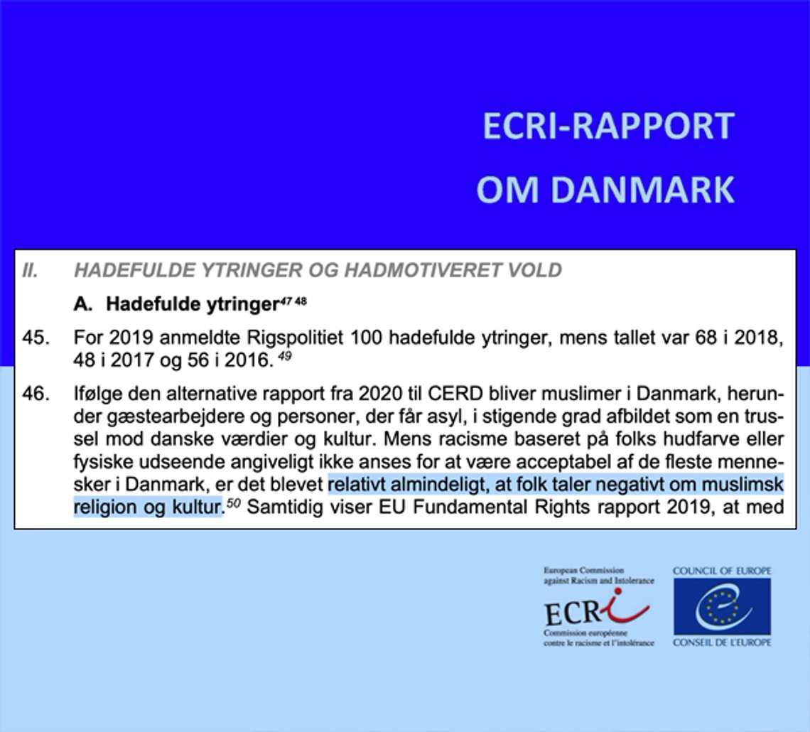 Collage: ECRI-rapport om Danmark, 2022, s. 16 Collage: ECRI-rapport om Danmark, 2022, s. 16