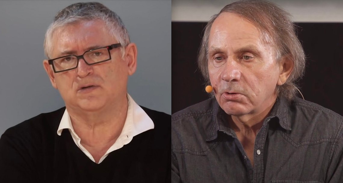 Michel Onfray og Michel Houellebecq. Stillbilder: Michel Onfray TV og Louisiana Channel / YouTube. Michel Onfray og Michel Houellebecq. Stillbilder: Michel Onfray TV og Louisiana Channel / YouTube.