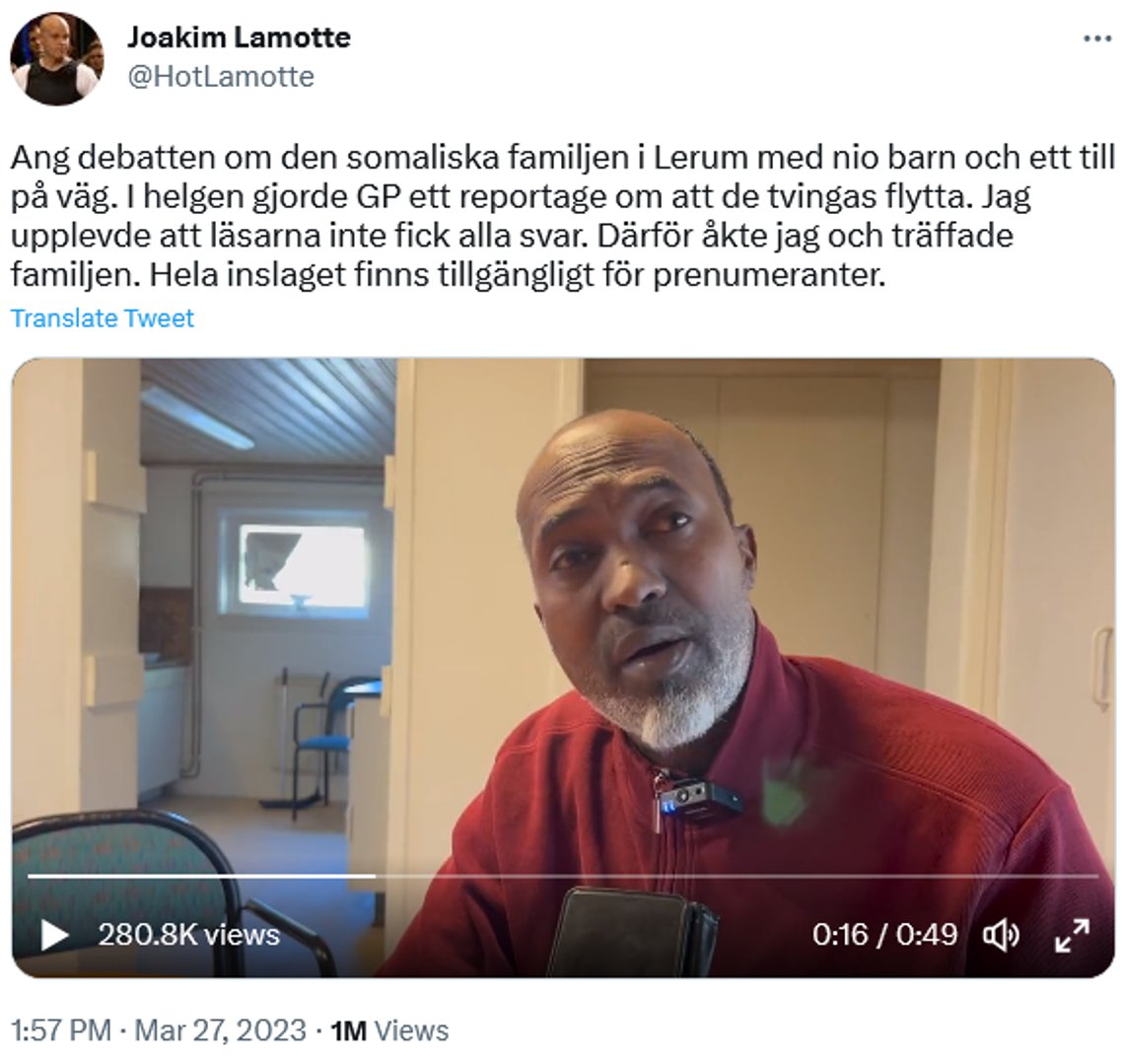 Skærmbillede af kontoen for Joakim Lamotte på Twitter. Skærmbillede af kontoen for Joakim Lamotte på Twitter.