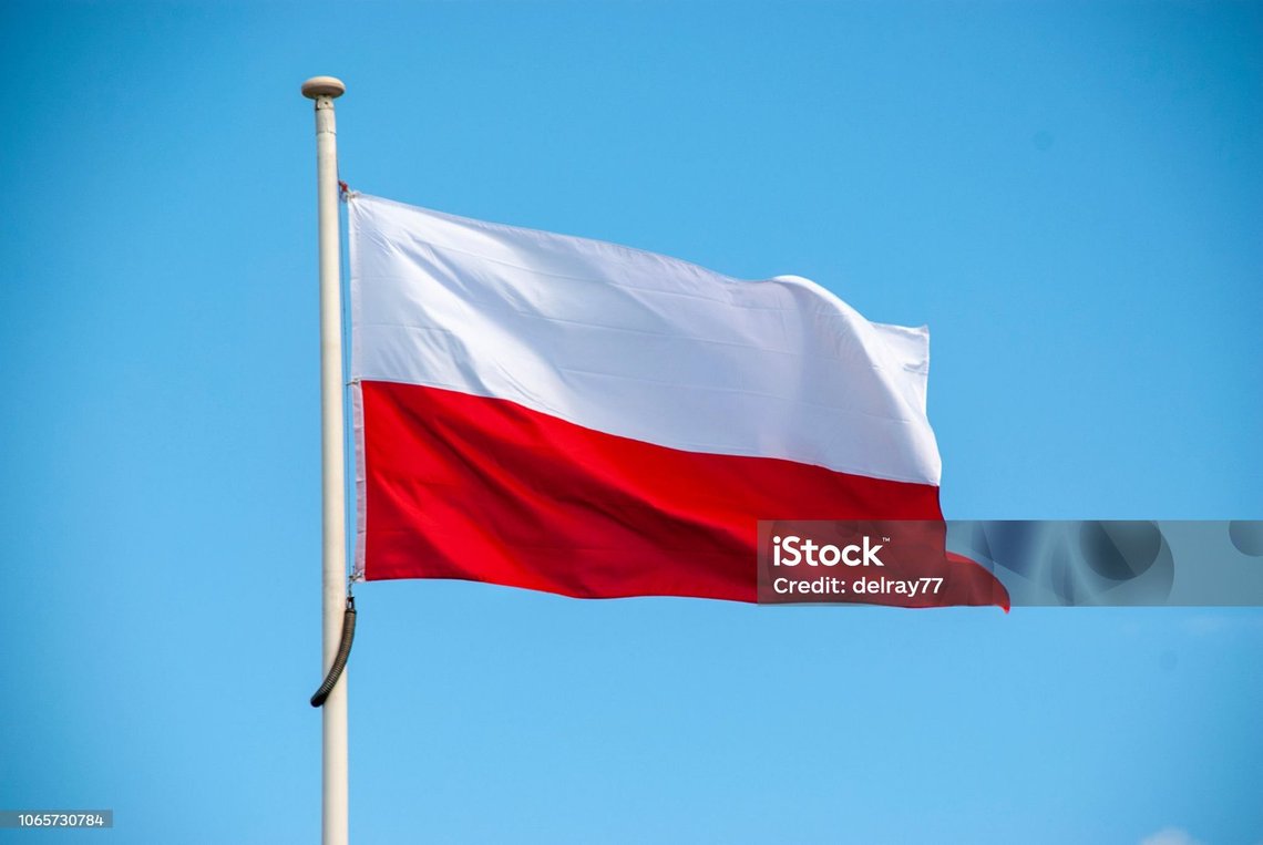 Flag of poland on a pole Flag of poland on a pole