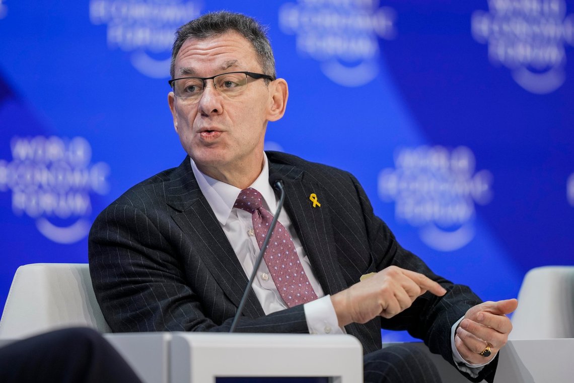 Pfizer CEO Albert Bourla participates in the "Technology in a turbulent world" panel discussion during the annual meeting of the World Economic Forum in Davos, Switzerland, Thursday, Jan. 18, 2024. The annual meeting of the World Economic Forum is taking place in Davos from Jan. 15 until Jan. 19, 2024. (AP Photo/Markus Schreiber) Pfizer CEO Albert Bourla participates in the "Technology in a turbulent world" panel discussion during the annual meeting of the World Economic Forum in Davos, Switzerland, Thursday, Jan. 18, 2024. The annual meeting of the World Economic Forum is taking place in Davos from Jan. 15 until Jan. 19, 2024. (AP Photo/Markus Schreiber)