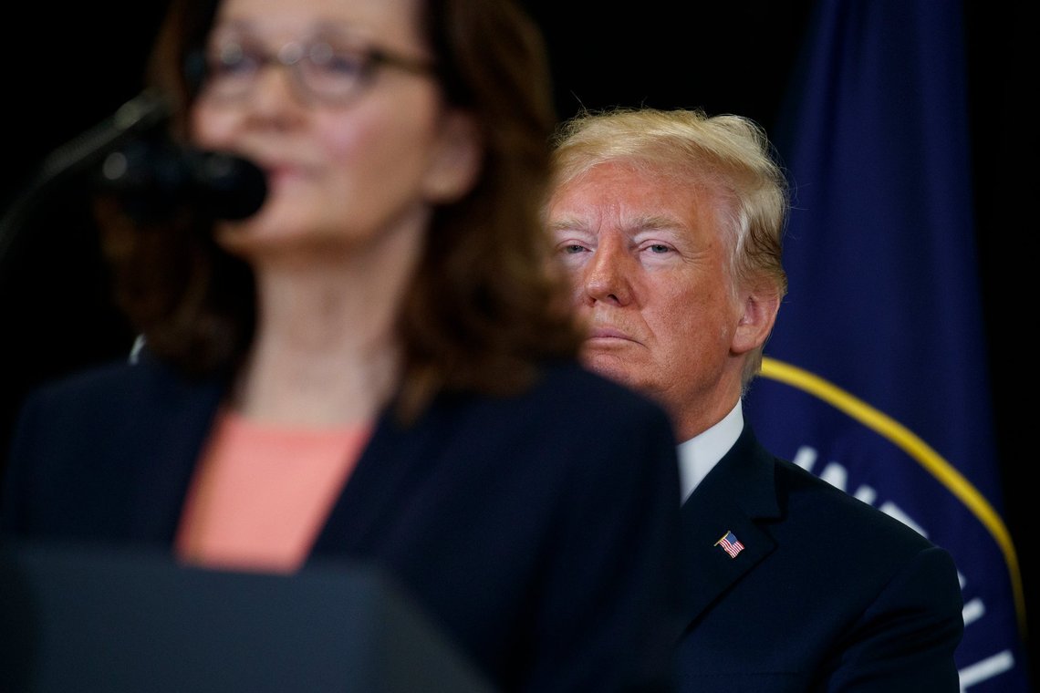 President Donald Trump listens as incoming Central Intelligence Agency director Gina Haspel speaks during a swearing-in ceremony at CIA Headquarters, Monday, May 21, 2018, in Langley, Va. (AP Photo/Evan Vucci) President Donald Trump listens as incoming Central Intelligence Agency director Gina Haspel speaks during a swearing-in ceremony at CIA Headquarters, Monday, May 21, 2018, in Langley, Va. (AP Photo/Evan Vucci)