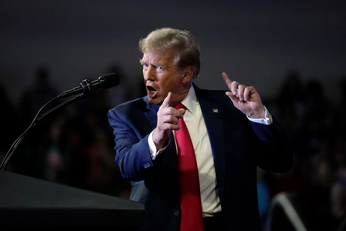 Republican presidential candidate former President Donald Trump speaks at a Get Out The Vote rally at Coastal Carolina University in Conway, S.C., Saturday, Feb. 10, 2024. (AP Photo/Manuel Balce Ceneta) Republican presidential candidate former President Donald Trump speaks at a Get Out The Vote rally at Coastal Carolina University in Conway, S.C., Saturday, Feb. 10, 2024. (AP Photo/Manuel Balce Ceneta)