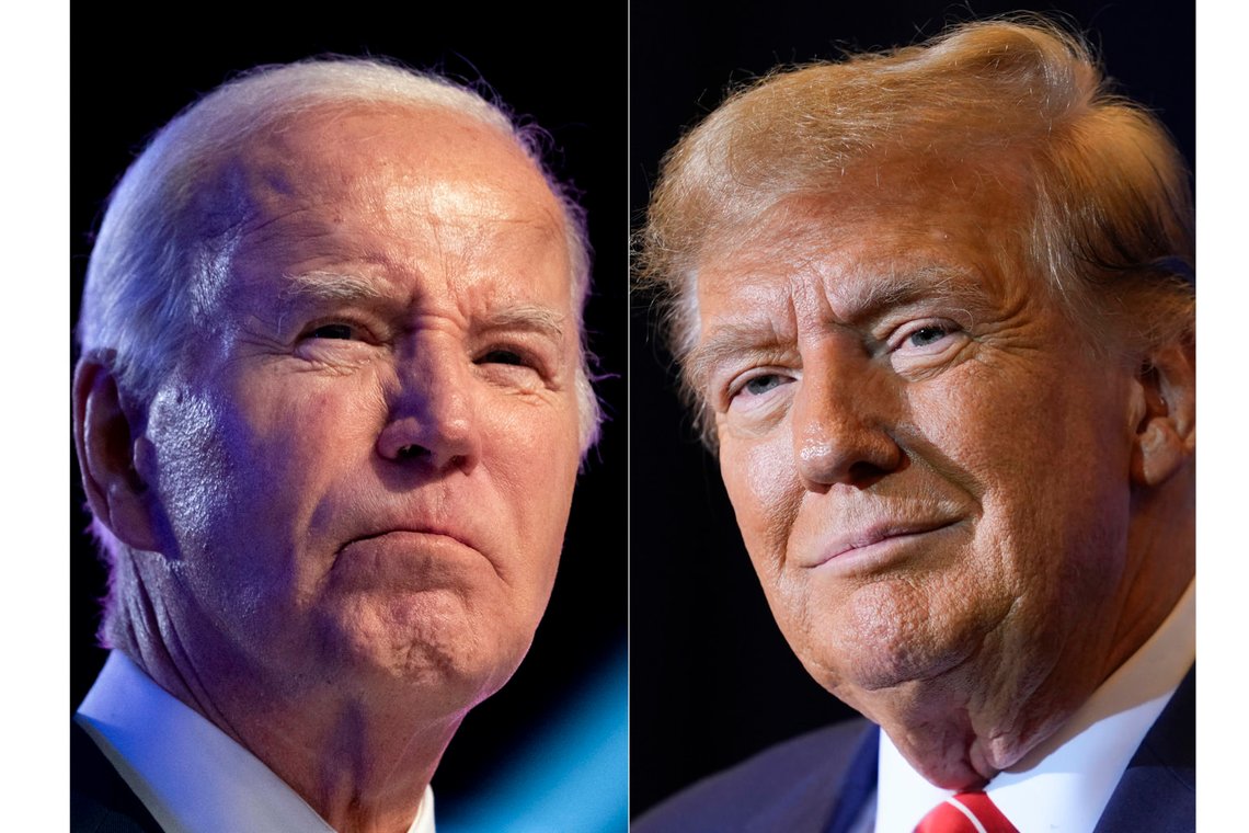 FILE - This combo image shows President Joe Biden, left, Jan. 5, 2024, and Republican presidential candidate former President Donald Trump, right, Jan. 19, 2024. (AP Photo, File) FILE - This combo image shows President Joe Biden, left, Jan. 5, 2024, and Republican presidential candidate former President Donald Trump, right, Jan. 19, 2024. (AP Photo, File)