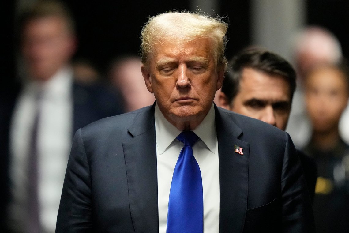Former President Donald Trump walks to make comments to members of the media after a jury convicted him of felony crimes for falsifying business records in a scheme to illegally influence the 2016 election, at Manhattan Criminal Court, Thursday, May 30, 2024, in New York. (AP Photo/Seth Wenig, Pool) Former President Donald Trump walks to make comments to members of the media after a jury convicted him of felony crimes for falsifying business records in a scheme to illegally influence the 2016 election, at Manhattan Criminal Court, Thursday, May 30, 2024, in New York. (AP Photo/Seth Wenig, Pool)