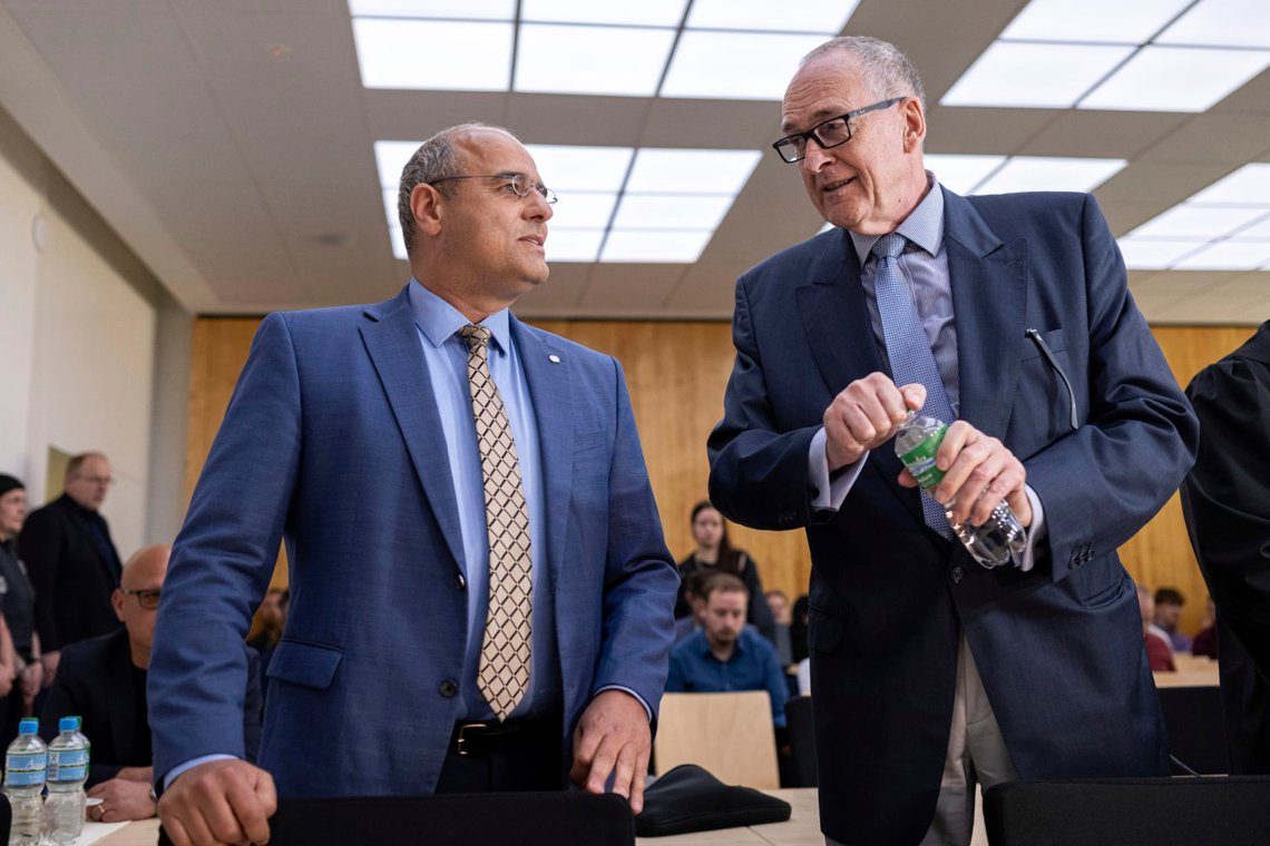 Deputy federal spokesperson for Alternative for Germany party (AfD) Peter Boehringer, left, and assessor on the AfD's federal executive board Roman Reusch stand in the courtroom before the verdict in the appeal proceedings in the dispute over the classification of the AfD by the Federal Office for the Protection of the Constitution at the Higher Administrative Court for the state of North Rhine-Westphalia, in Muenster, Germany, Monday May 13, 2024. The administrative court in Muenster ruled in favor of the BfW intelligence agency on Monday, upholding a 2022 decision by a lower court in Cologne. Alternative for Germany, or AfD, has rejected the designation strongly. The party could still seek to appeal the verdict at a federal court. (Guido Kirchner/dpa/dpa via AP) Deputy federal spokesperson for Alternative for Germany party (AfD) Peter Boehringer, left, and assessor on the AfD's federal executive board Roman Reusch stand in the courtroom before the verdict in the appeal proceedings in the dispute over the classification of the AfD by the Federal Office for the Protection of the Constitution at the Higher Administrative Court for the state of North Rhine-Westphalia, in Muenster, Germany, Monday May 13, 2024. The administrative court in Muenster ruled in favor of the BfW intelligence agency on Monday, upholding a 2022 decision by a lower court in Cologne. Alternative for Germany, or AfD, has rejected the designation strongly. The party could still seek to appeal the verdict at a federal court. (Guido Kirchner/dpa/dpa via AP)