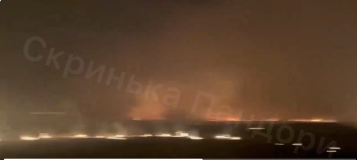 Flystripen i Luhansk som ble angrepet mandag kveld. Foto: skjermdump Flystripen i Luhansk som ble angrepet mandag kveld. Foto: skjermdump