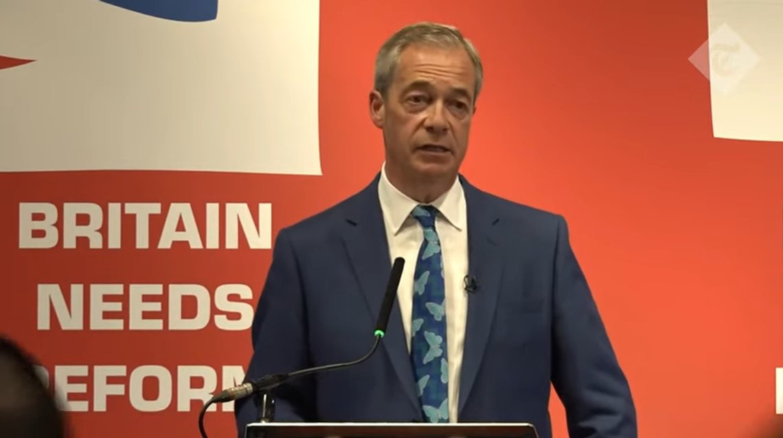 Nigel Farage stiller op til valget den 4. juli som ny leder af Reform UK. Stillbillede video/ The Telegraph Nigel Farage stiller op til valget den 4. juli som ny leder af Reform UK. Stillbillede video/ The Telegraph
