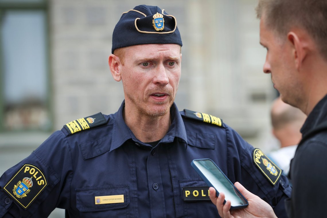 Christoffer Bohman i 2022, mens han stadig arbejder for det svenske politi. Foto: Per Karlsson, TT. Christoffer Bohman i 2022, mens han stadig arbejder for det svenske politi. Foto: Per Karlsson, TT.
