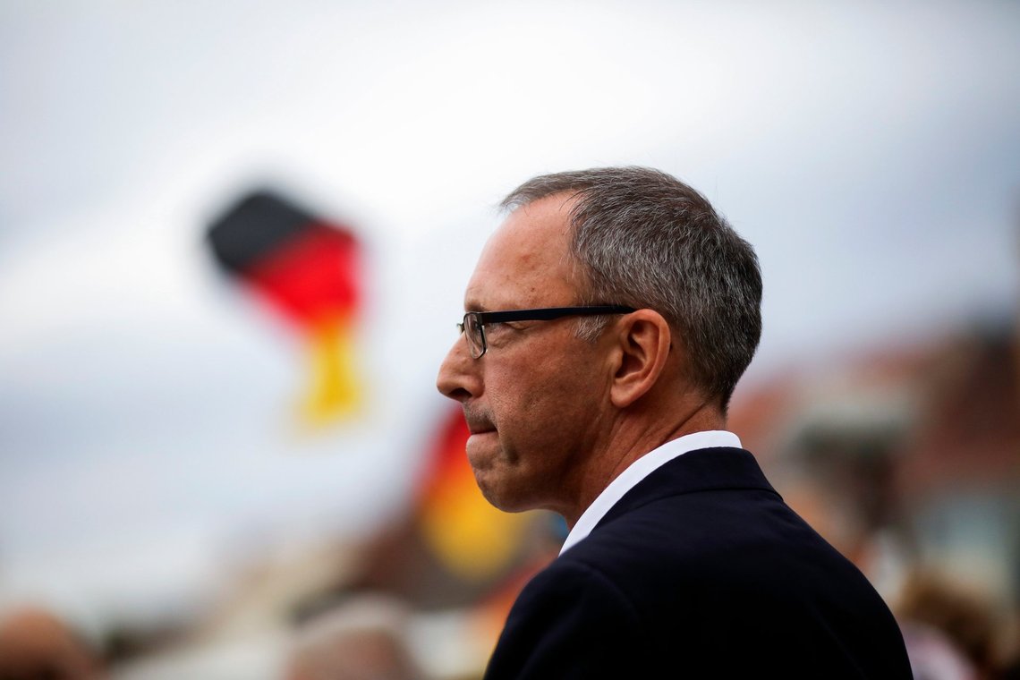 FILE - Joerg Urban, top candidate of German Alternative for Germany, AfD, party for the Saxony state elections, attends an election campaign rally of his party in Bautzen, Aug. 15, 2019. (AP Photo/Markus Schreiber, File) FILE - Joerg Urban, top candidate of German Alternative for Germany, AfD, party for the Saxony state elections, attends an election campaign rally of his party in Bautzen, Aug. 15, 2019. (AP Photo/Markus Schreiber, File)