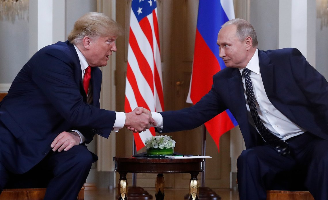FILE - U.S. President Donald Trump, left, and Russian President Vladimir Putin, right, shake hands at the beginning of a meeting at the Presidential Palace in Helsinki, Finland, July 16, 2018. (AP Photo/Pablo Martinez Monsivais, File) FILE - U.S. President Donald Trump, left, and Russian President Vladimir Putin, right, shake hands at the beginning of a meeting at the Presidential Palace in Helsinki, Finland, July 16, 2018. (AP Photo/Pablo Martinez Monsivais, File)