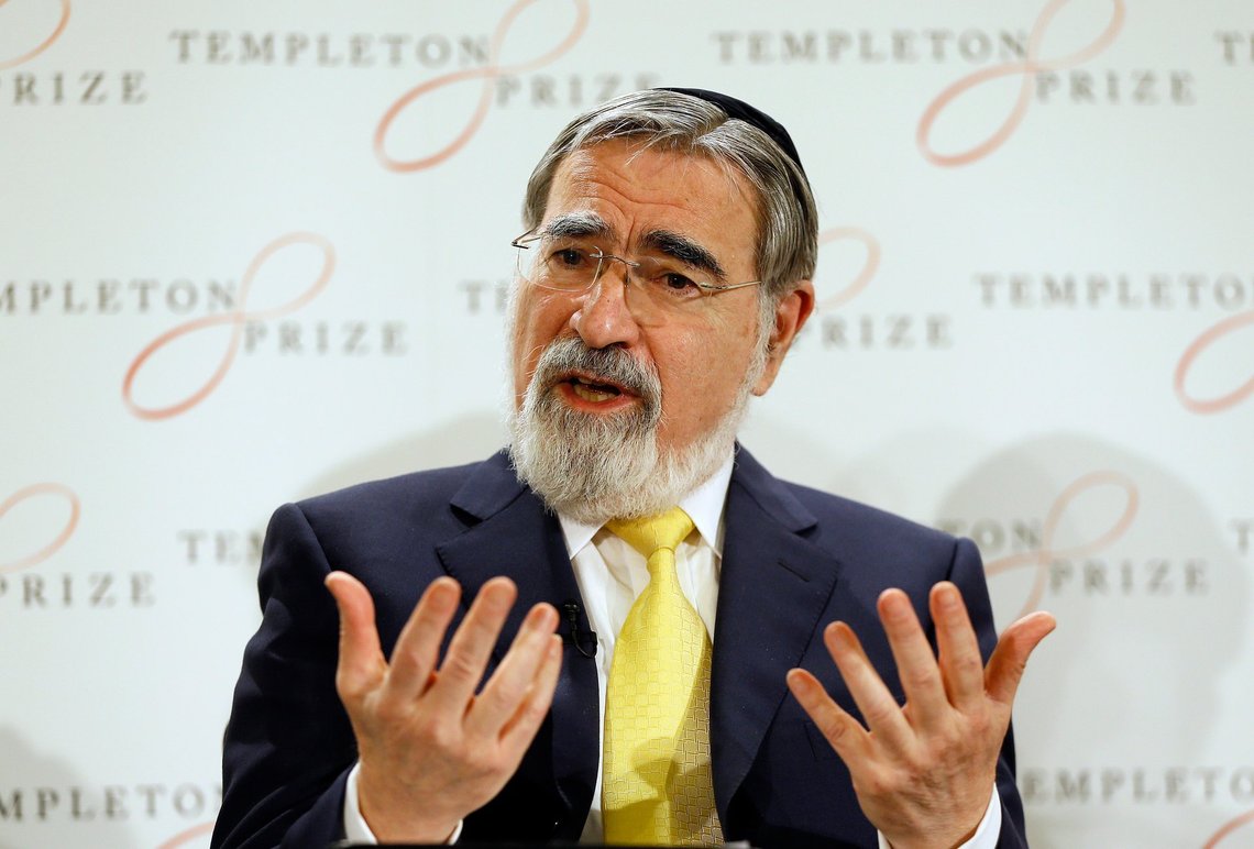 Rabbi Lord Jonathan Sacks speaks at a press conference announcing his winning of the 2016 Templeton Prize, in London, Wednesday, March 2, 2016. Valued at £1.1 million (about $1.6 million or Ä1.4 million), the Templeton Prize is one of the world's largest annual monetary awards given to an individual. (AP Photo/Kirsty Wigglesworth) Rabbi Lord Jonathan Sacks speaks at a press conference announcing his winning of the 2016 Templeton Prize, in London, Wednesday, March 2, 2016. Valued at £1.1 million (about $1.6 million or Ä1.4 million), the Templeton Prize is one of the world's largest annual monetary awards given to an individual. (AP Photo/Kirsty Wigglesworth)