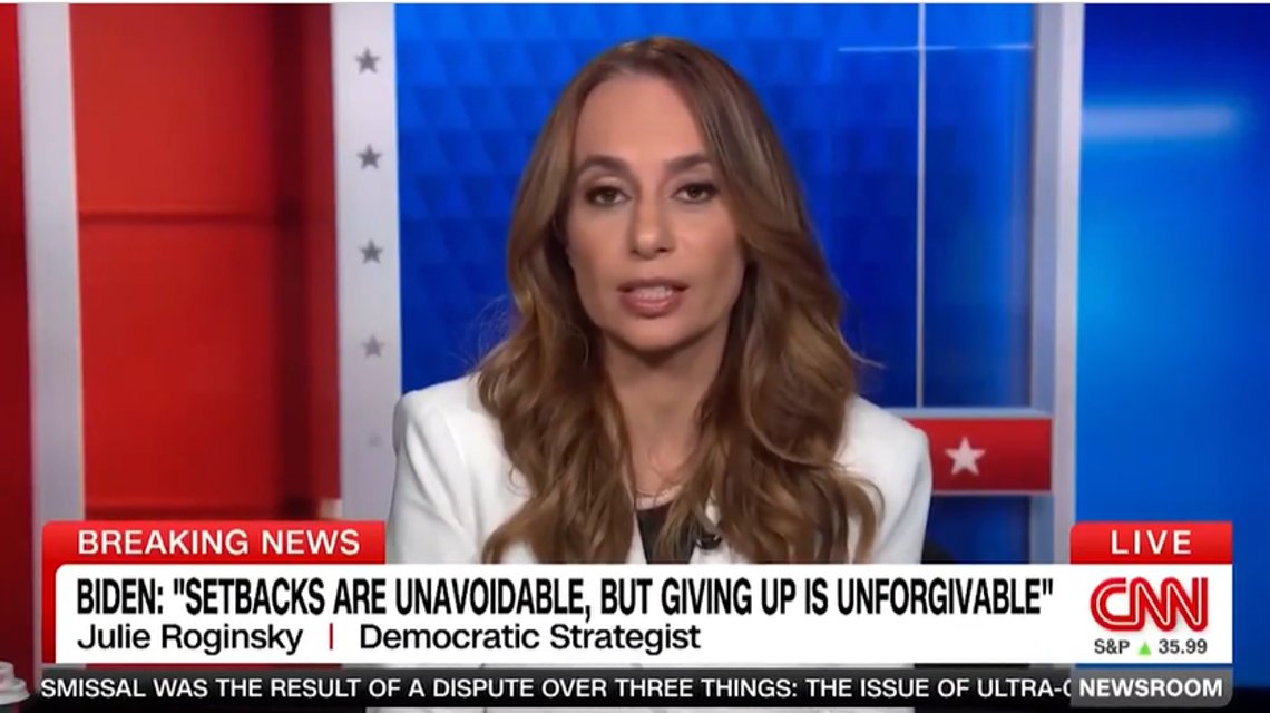 Julie Roginsky er strateg for Det Demokratiske Parti og meget kritisk over for partiets politik. Stillbillede CNN Julie Roginsky er strateg for Det Demokratiske Parti og meget kritisk over for partiets politik. Stillbillede CNN