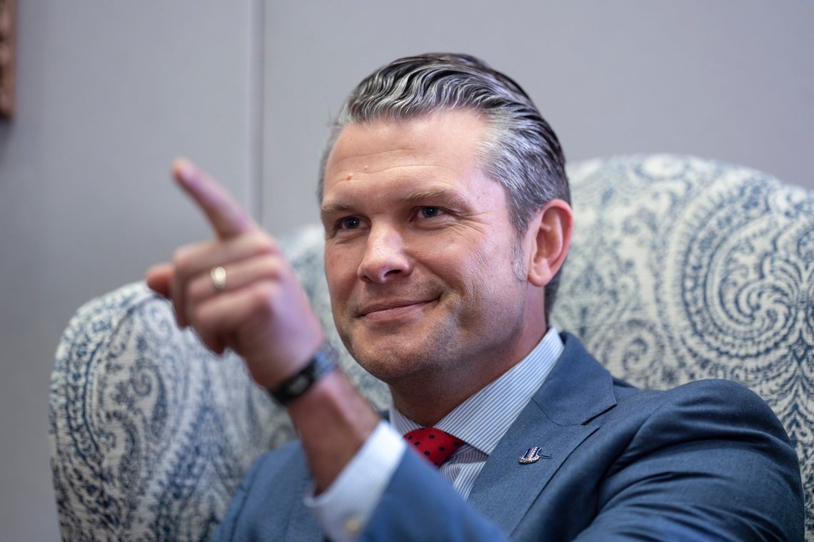 Pete Hegseth, President-elect Donald Trump's nominee to be defense secretary, responds to reporters during a meeting with Sen. Mike Rounds, R-S.D., a member of the Senate Armed Services Committee, at the Capitol in Washington, Thursday, Dec. 5, 2024. (AP Photo/J. Scott Applewhite) Pete Hegseth, President-elect Donald Trump's nominee to be defense secretary, responds to reporters during a meeting with Sen. Mike Rounds, R-S.D., a member of the Senate Armed Services Committee, at the Capitol in Washington, Thursday, Dec. 5, 2024. (AP Photo/J. Scott Applewhite)