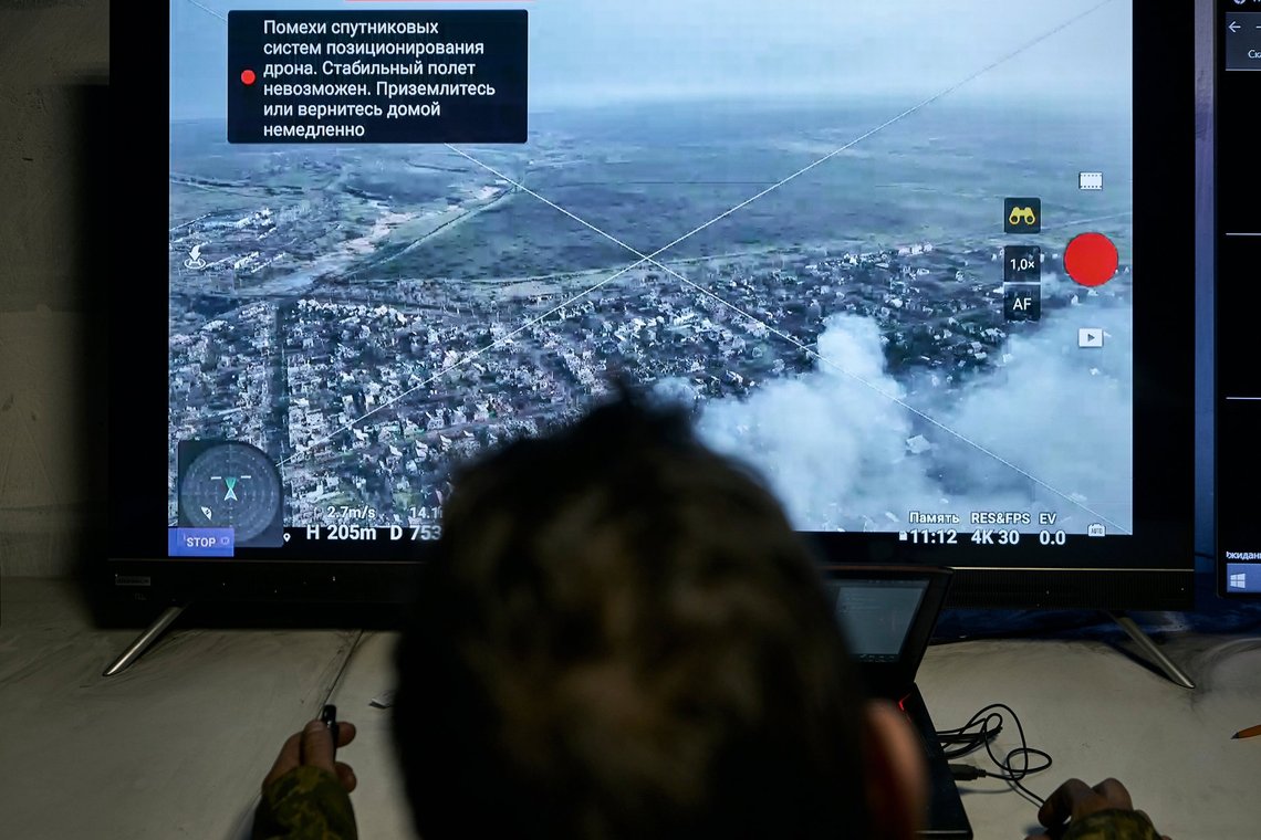 A Ukrainian soldier watches a drone feed from an underground command center in Bakhmut, Donetsk region, Ukraine, Sunday, Dec. 25, 2022. (AP Photo/Libkos) A Ukrainian soldier watches a drone feed from an underground command center in Bakhmut, Donetsk region, Ukraine, Sunday, Dec. 25, 2022. (AP Photo/Libkos)
