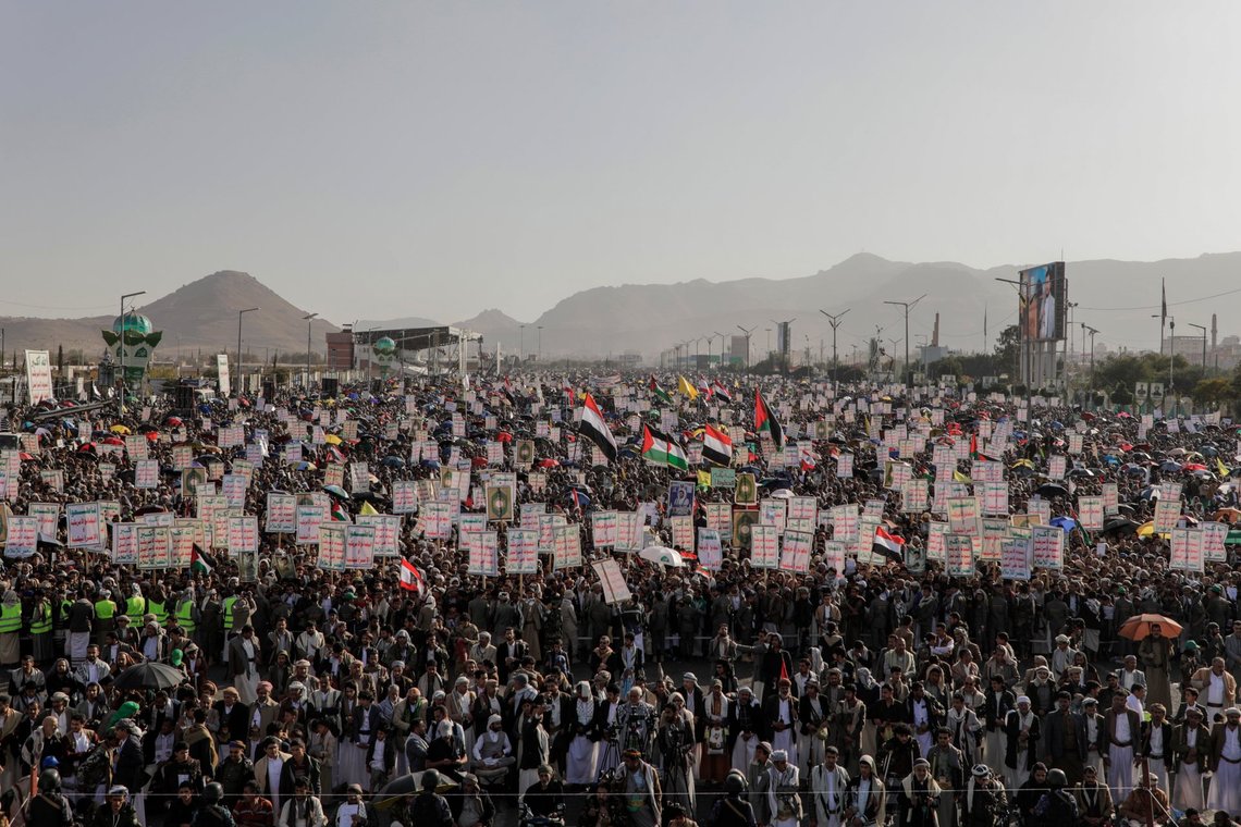 Houthi supporters attend an anti-Israel rally in Sanaa, Yemen, Friday, Dec. 27, 2024. (AP Photo/Osamah Abdulrahman) Houthi supporters attend an anti-Israel rally in Sanaa, Yemen, Friday, Dec. 27, 2024. (AP Photo/Osamah Abdulrahman)