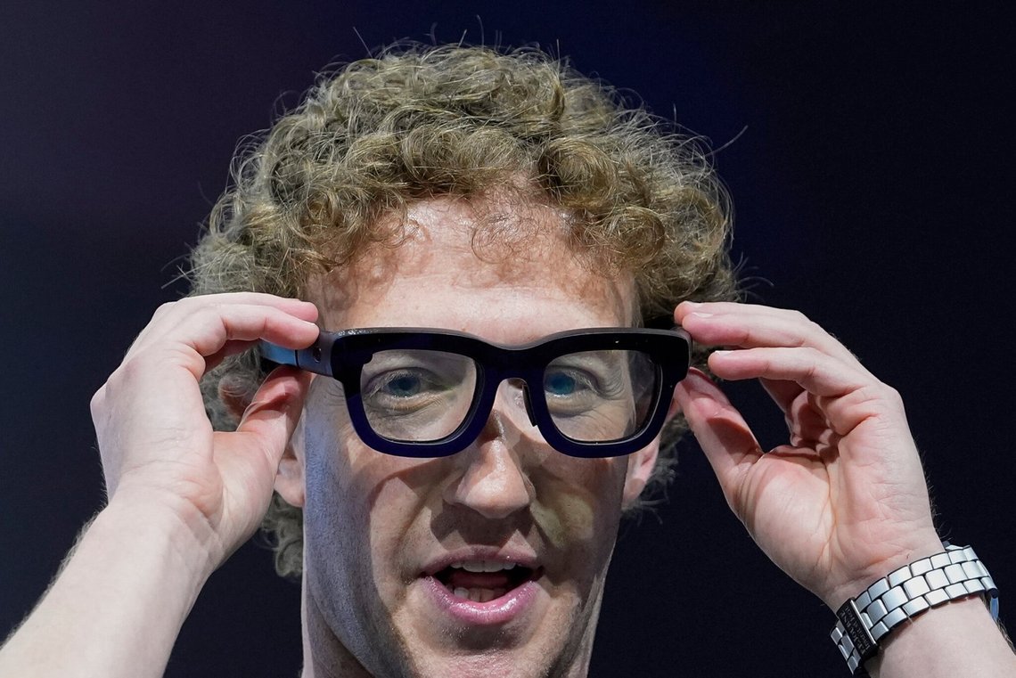 Mark Zuckerberg wears a pair of Orion AR glasses during the Meta Connect conference Wednesday, Sept. 25, 2024, in Menlo Park, Calif. (AP Photo/Godofredo A. Vásquez) Mark Zuckerberg wears a pair of Orion AR glasses during the Meta Connect conference Wednesday, Sept. 25, 2024, in Menlo Park, Calif. (AP Photo/Godofredo A. Vásquez)