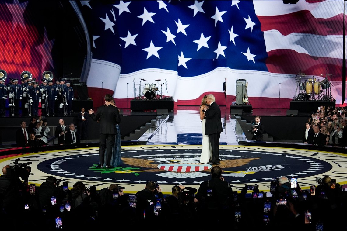 President Donald Trump and first lady Melania Trump, Vice President JD Vance and Usha Vance, dance at the Liberty Ball during the 60th Presidential Inauguration, Monday, Jan. 20, 2025, at the Washington Convention Center in Washington. (AP Photo/Julia Demaree Nikhinson) President Donald Trump and first lady Melania Trump, Vice President JD Vance and Usha Vance, dance at the Liberty Ball during the 60th Presidential Inauguration, Monday, Jan. 20, 2025, at the Washington Convention Center in Washington. (AP Photo/Julia Demaree Nikhinson)