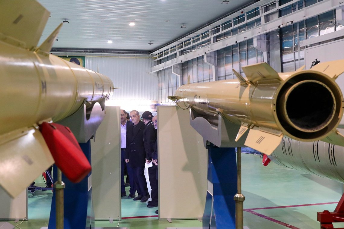 In this photo released by the Iranian Presidency Office, President Masoud Pezeshkian visits an exhibition of the defense ministry's latest defense and space achievements, in Tehran, Iran, Sunday, Feb. 2, 2025. (Iranian Presidency Office via AP) In this photo released by the Iranian Presidency Office, President Masoud Pezeshkian visits an exhibition of the defense ministry's latest defense and space achievements, in Tehran, Iran, Sunday, Feb. 2, 2025. (Iranian Presidency Office via AP)