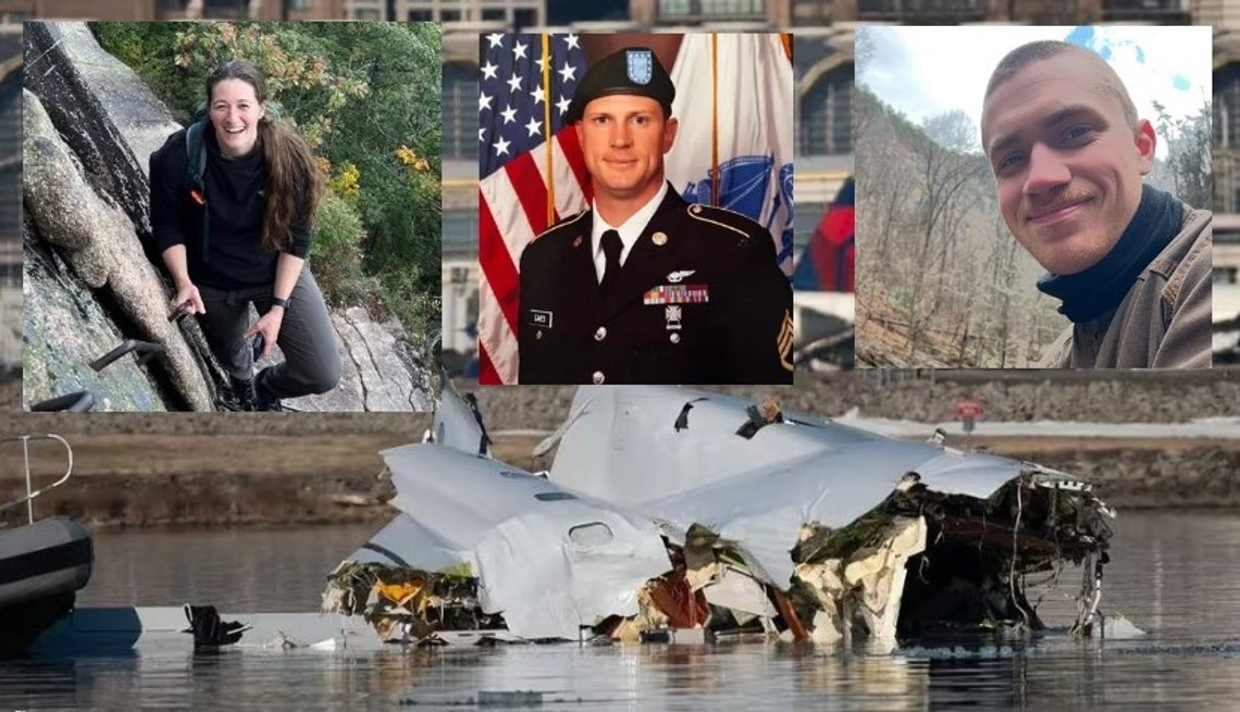 Alle billeder stammer fra den amerikanske hær og den amerikanske kystvagt. Hovedbilledet viser vraget af American Airlines-flyet. Foto: Den amerikanske kystvagt. Soldater i Black Hawk-helikopteren: Kaptajn Rebecca M. Lobach, Chief Warrant Officer Andrew Eaves (39) og Staff Sergeant Ryan Austin O'Hara (28). Foto: Den amerikanske hær. Alle billeder stammer fra den amerikanske hær og den amerikanske kystvagt. Hovedbilledet viser vraget af American Airlines-flyet. Foto: Den amerikanske kystvagt. Soldater i Black Hawk-helikopteren: Kaptajn Rebecca M. Lobach, Chief Warrant Officer Andrew Eaves (39) og Staff Sergeant Ryan Austin O'Hara (28). Foto: Den amerikanske hær.