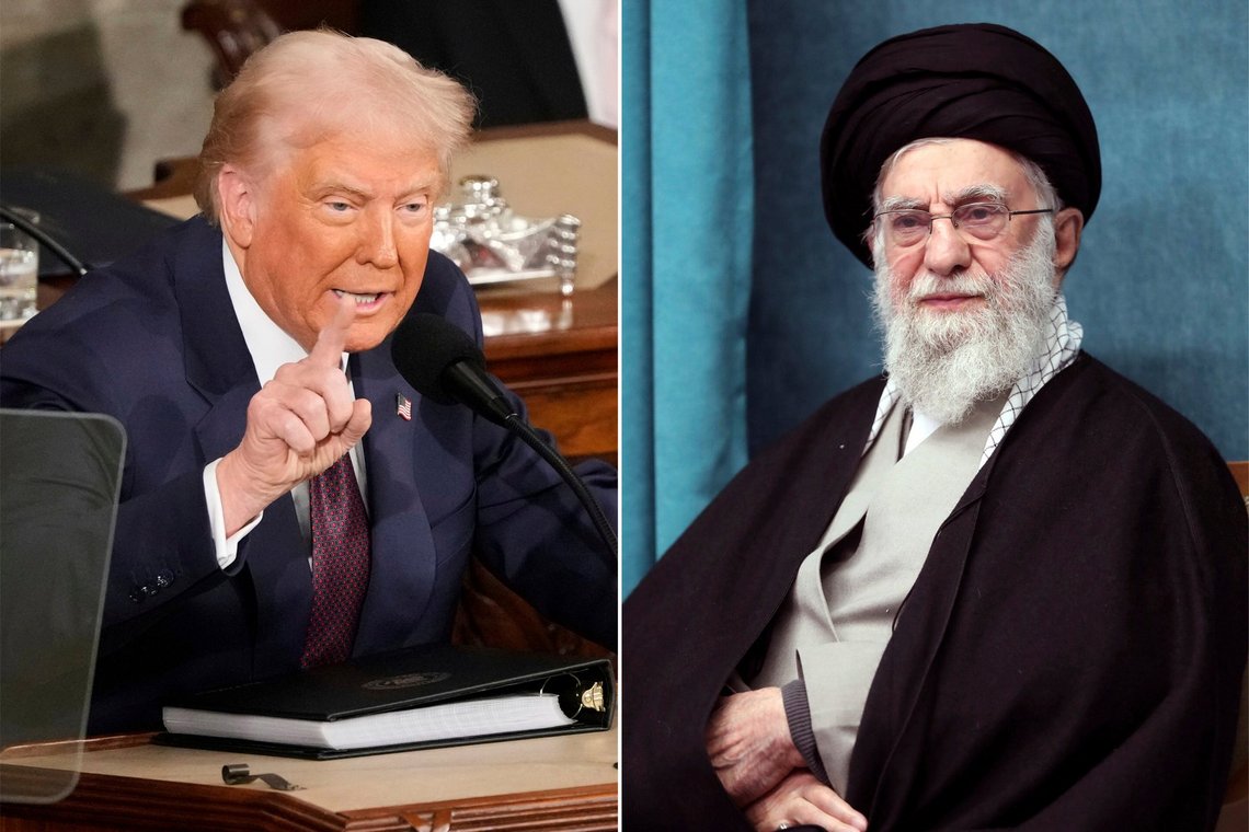 FILE - This combination image of pictures show President Donald Trump, left, addressing a joint session of Congress at the Capitol in Washington, March 4, 2025, and a handout of Supreme Leader Ayatollah Ali Khamenei attending a ceremony in Tehran, Iran, March 8, 2025. (AP Photo/Ben Curtis - Office of the Iranian Supreme Leader via AP, File) FILE - This combination image of pictures show President Donald Trump, left, addressing a joint session of Congress at the Capitol in Washington, March 4, 2025, and a handout of Supreme Leader Ayatollah Ali Khamenei attending a ceremony in Tehran, Iran, March 8, 2025. (AP Photo/Ben Curtis - Office of the Iranian Supreme Leader via AP, File)