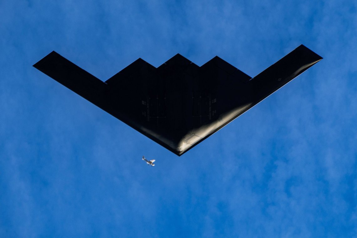 A U.S. Air Force B-2 Spirit stealth bomber airplane flies over the 136th Rose Parade route in Pasadena, Calif., Wednesday, Jan. 1, 2025. (AP Photo/Damian Dovarganes) A U.S. Air Force B-2 Spirit stealth bomber airplane flies over the 136th Rose Parade route in Pasadena, Calif., Wednesday, Jan. 1, 2025. (AP Photo/Damian Dovarganes)