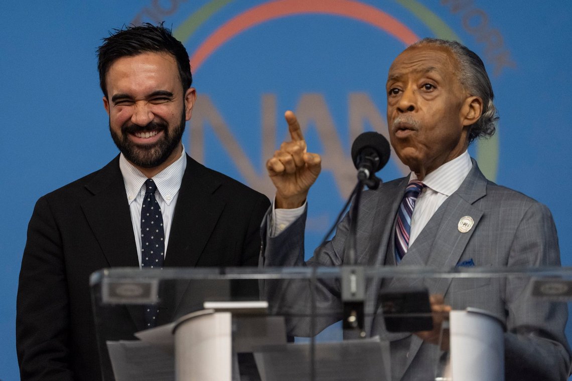 Rev. Al Sharpton, right, and Democratic mayoral candidate Zohran Mamdani, left, speak during the National Action Network's Saturday action rally at House of Justice in Harlem, Saturday, June 28, 2025, in New York. (AP Photo/Yuki Iwamura) Rev. Al Sharpton, right, and Democratic mayoral candidate Zohran Mamdani, left, speak during the National Action Network's Saturday action rally at House of Justice in Harlem, Saturday, June 28, 2025, in New York. (AP Photo/Yuki Iwamura)