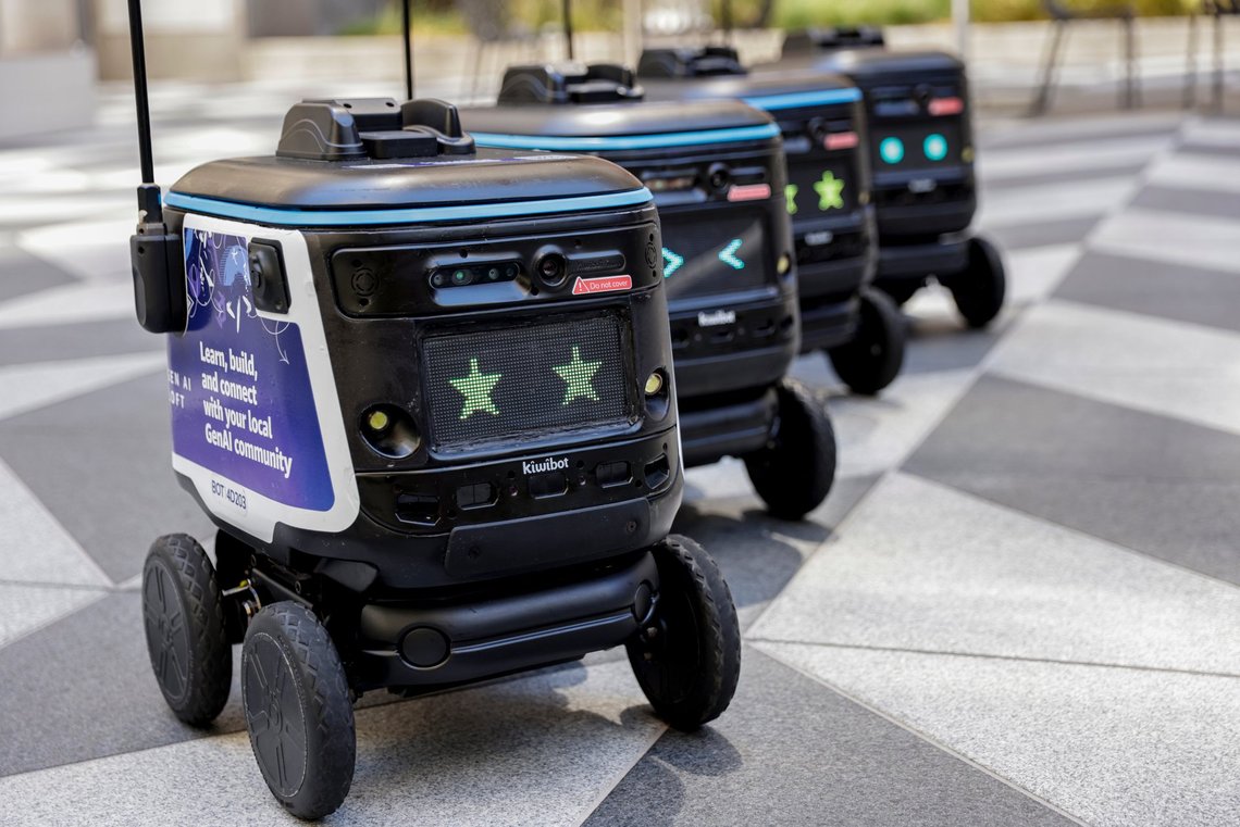 Robots line up in front of Amazon's AI robotics lab on Market Street in San Francisco on Tuesday, Aug. 20, 2024. (Brontë Wittpenn/San Francisco Chronicle via AP) Robots line up in front of Amazon's AI robotics lab on Market Street in San Francisco on Tuesday, Aug. 20, 2024. (Brontë Wittpenn/San Francisco Chronicle via AP)