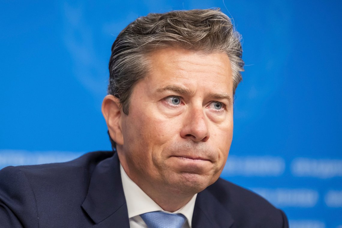 Tom Fletcher, Under-Secretary-General for Humanitarian Affairs and Emergency Relief Coordinator, briefs the media about the hunger in the Gaza Strip, during a press conference at the European headquarters of the United Nations in Geneva, Switzerland, Friday, Aug. 22, 2025. (Salvatore Di Nolfi/Keystone via AP) Tom Fletcher, Under-Secretary-General for Humanitarian Affairs and Emergency Relief Coordinator, briefs the media about the hunger in the Gaza Strip, during a press conference at the European headquarters of the United Nations in Geneva, Switzerland, Friday, Aug. 22, 2025. (Salvatore Di Nolfi/Keystone via AP)