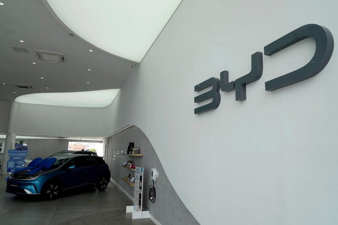 FILE -BYD vehicles are for sale in a dealership in Camacari, Bahia state, Brazil, Friday, March 7, 2025. (AP Photo/Eraldo Peres, File) FILE -BYD vehicles are for sale in a dealership in Camacari, Bahia state, Brazil, Friday, March 7, 2025. (AP Photo/Eraldo Peres, File)
