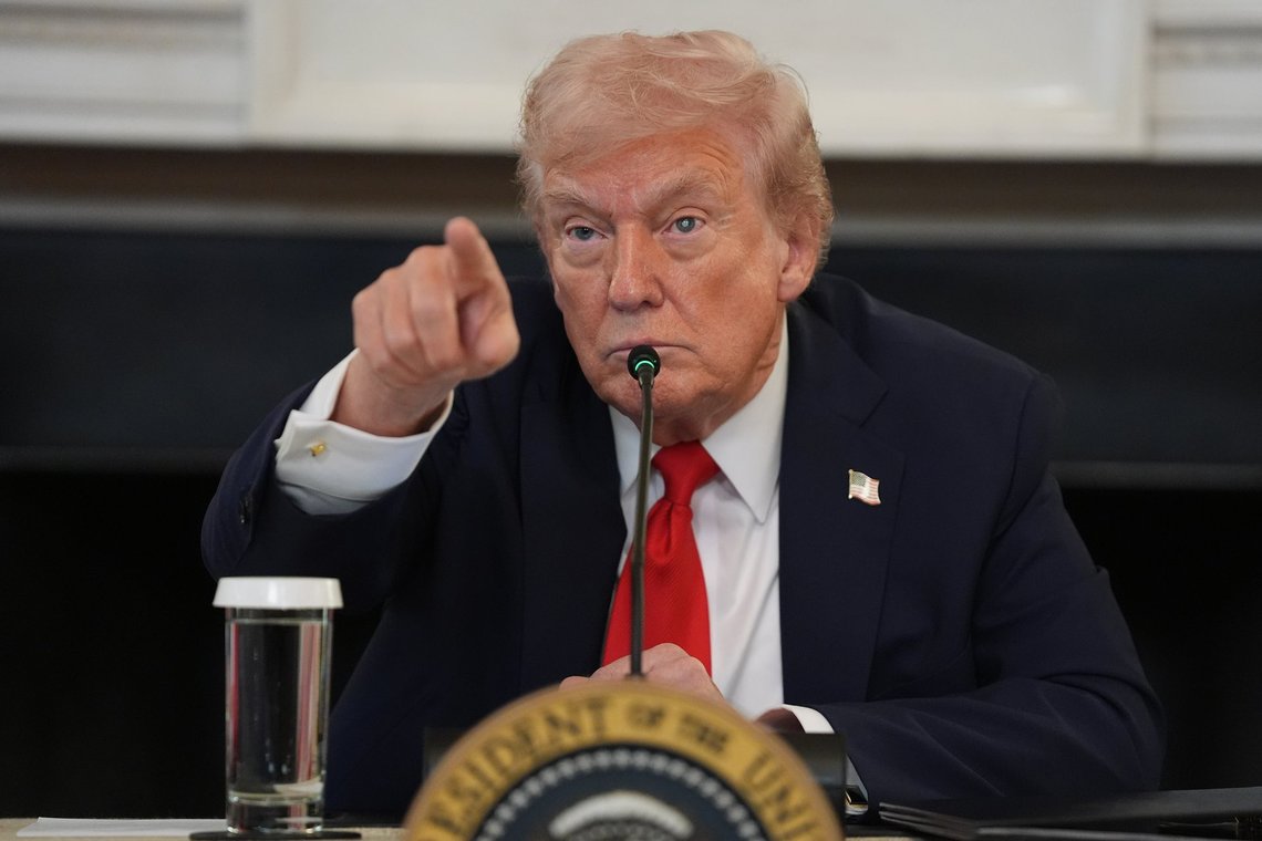 President Donald Trump speaks during a roundtable meeting on antifa in the State Dining Room at the White House, Wednesday, Oct. 8, 2025, in Washington. (AP Photo/Evan Vucci) President Donald Trump speaks during a roundtable meeting on antifa in the State Dining Room at the White House, Wednesday, Oct. 8, 2025, in Washington. (AP Photo/Evan Vucci)