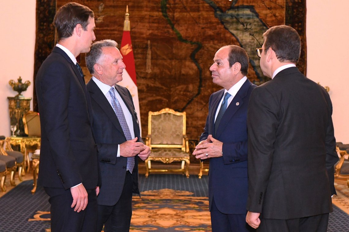 In this photo provided by Egypt's presidency media office, Egyptian President Abdel-Fattah el-Sissi, second right, meets with U.S. Special Envoy to the Middle East Steve Witkoff, second left, and Jared Kushner, left, at the Presidential Palace in Cairo, Egypt, Thursday, Oct. 9, 2025. (Egyptian Presidency Media Office via AP) In this photo provided by Egypt's presidency media office, Egyptian President Abdel-Fattah el-Sissi, second right, meets with U.S. Special Envoy to the Middle East Steve Witkoff, second left, and Jared Kushner, left, at the Presidential Palace in Cairo, Egypt, Thursday, Oct. 9, 2025. (Egyptian Presidency Media Office via AP)