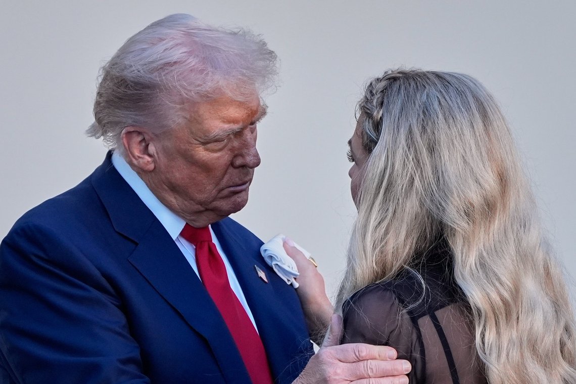 President Donald Trump speaks with Erika Kirk after he posthumously awarded the Presidential Medal of Freedom to Charlie Kirk in the Rose Garden of the White House, Tuesday, Oct. 14, 2025, in Washington. (AP Photo/Mark Schiefelbein) President Donald Trump speaks with Erika Kirk after he posthumously awarded the Presidential Medal of Freedom to Charlie Kirk in the Rose Garden of the White House, Tuesday, Oct. 14, 2025, in Washington. (AP Photo/Mark Schiefelbein)