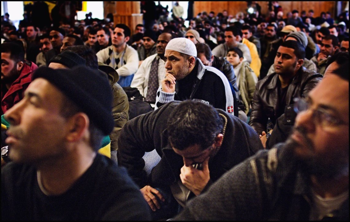 Worshippers attend Friday prayers led by Danish Imam Abu Laban, in a mosque in Copenhagen, Denmark Friday Feb. 3, 2006, where the Imam said he would never agree on a compromise regarding the Muhammad drawings, which have sparked widespread demonstrations around the world and especially in the Middle East. The Danish Prime Minister Anders Fogh Rasmussen met Friday with more than 70 ambassadors, including those from predominantly Muslim Egypt, Turkey, Iran and Lebanon. The cartoons, which have been reprinted in newspapers in other European countries, have sparked threats of kidnapping against foreigners in the Palestinian territories and the boycott of Danish goods in parts of the Middle East. (AP Photo / POLFOTO, Tariq Mikkel Khan) ** DENMARK OUT ** Worshippers attend Friday prayers led by Danish Imam Abu Laban, in a mosque in Copenhagen, Denmark Friday Feb. 3, 2006, where the Imam said he would never agree on a compromise regarding the Muhammad drawings, which have sparked widespread demonstrations around the world and especially in the Middle East. The Danish Prime Minister Anders Fogh Rasmussen met Friday with more than 70 ambassadors, including those from predominantly Muslim Egypt, Turkey, Iran and Lebanon. The cartoons, which have been reprinted in newspapers in other European countries, have sparked threats of kidnapping against foreigners in the Palestinian territories and the boycott of Danish goods in parts of the Middle East. (AP Photo / POLFOTO, Tariq Mikkel Khan) ** DENMARK OUT **