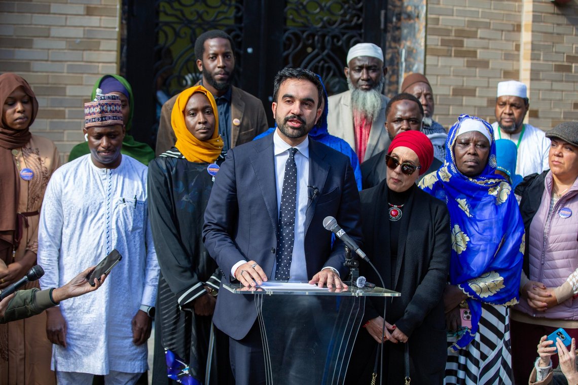 New York City Democratic mayoral candidate Zohran Mamdani speaks at the Islamic Cultural Center of the Bronx mosque in New York on Friday, Oct. 24, 2025. (AP Photo/Ted Shaffrey) New York City Democratic mayoral candidate Zohran Mamdani speaks at the Islamic Cultural Center of the Bronx mosque in New York on Friday, Oct. 24, 2025. (AP Photo/Ted Shaffrey)