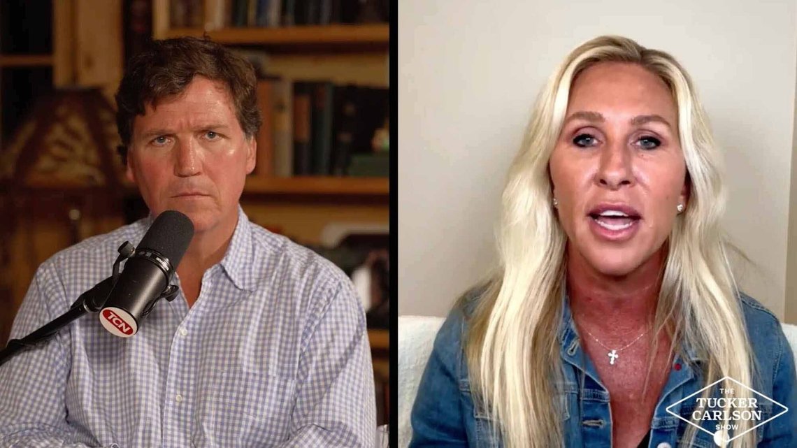 Marjorie Taylor Greene interviewet af Tucker Carlson. (Foto: The Tucker Carlson Show) Marjorie Taylor Greene interviewet af Tucker Carlson. (Foto: The Tucker Carlson Show)