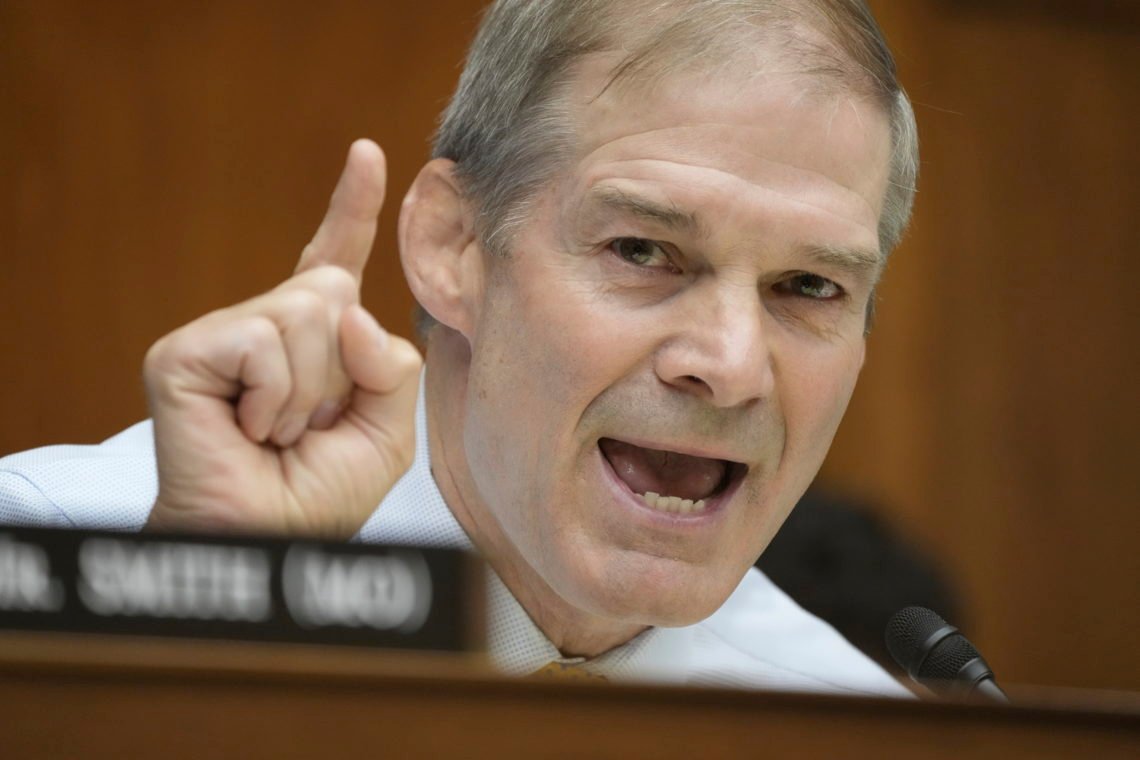 Rep. Jim Jordan, R-Ohio, taler under House Oversight Committee's høring om rigsretssagen mod præsident Joe Biden, torsdag den 28. september 2023, på Capitol Hill i Washington. (AP Photo/Jacquelyn Martin) Rep. Jim Jordan, R-Ohio, taler under House Oversight Committee's høring om rigsretssagen mod præsident Joe Biden, torsdag den 28. september 2023, på Capitol Hill i Washington. (AP Photo/Jacquelyn Martin)