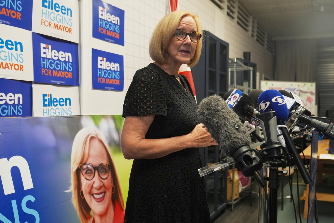 Miami mayor-elect Eileen Higgins speaks at her campaign headquarters Wednesday, Dec. 10, 2025, in Miami. (AP Photo/Marta Lavandier) Miami mayor-elect Eileen Higgins speaks at her campaign headquarters Wednesday, Dec. 10, 2025, in Miami. (AP Photo/Marta Lavandier)