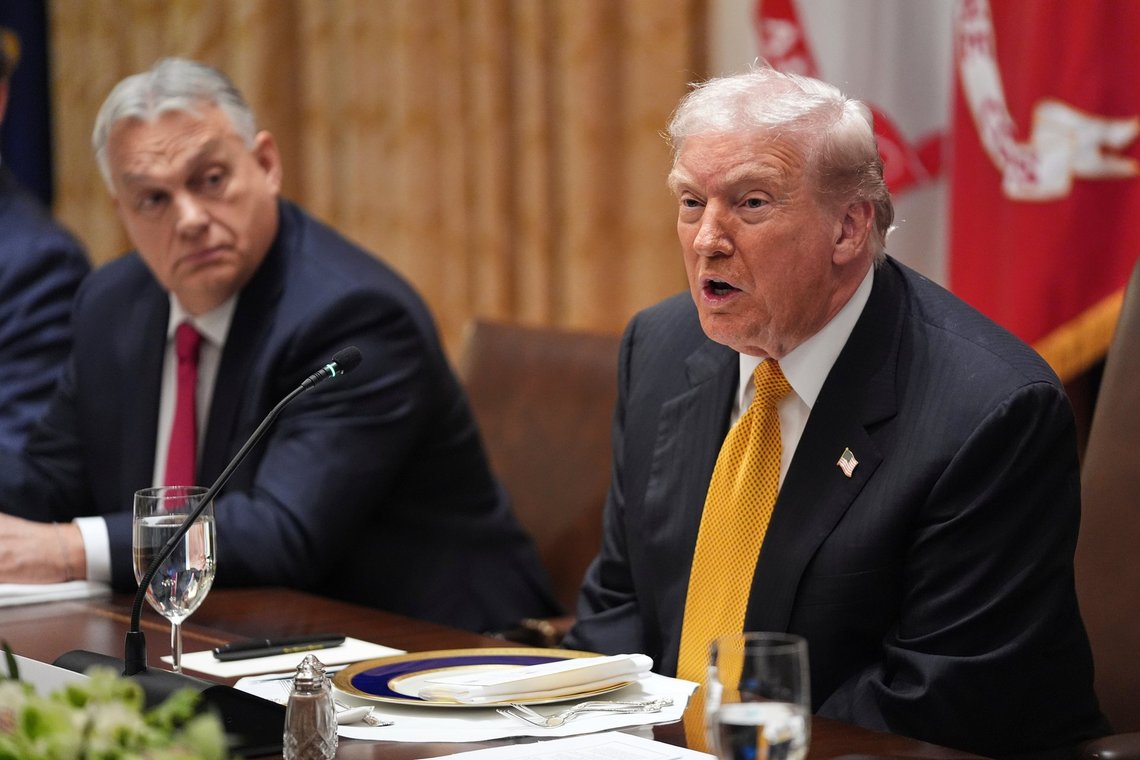 Ungarn er et af fire EU-lande, som USA ifølge en tidligere version af NSS ønsker at fjerne fra Bruxelles' kontrol. Her under et møde mellem den amerikanske præsident Donald Trump og den ungarske premierminister Viktor Orbán i Det Hvide Hus i november. Foto: AP /Evan Vucci/ NTB Ungarn er et af fire EU-lande, som USA ifølge en tidligere version af NSS ønsker at fjerne fra Bruxelles' kontrol. Her under et møde mellem den amerikanske præsident Donald Trump og den ungarske premierminister Viktor Orbán i Det Hvide Hus i november. Foto: AP /Evan Vucci/ NTB