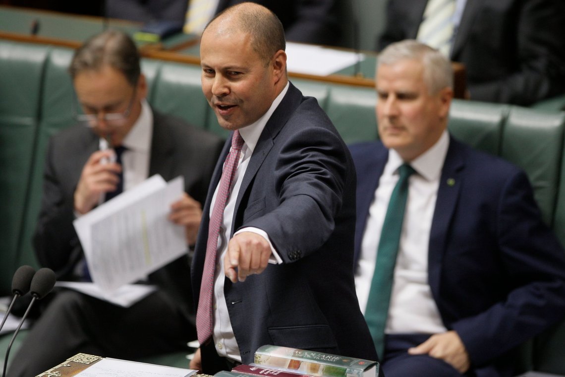 FILE - In this July 4, 2019, file photo Australia's Treasurer Josh Frydenberg speaks in Parliament in Canberra. Frydenberg on Thursday, Oct. 7, 2021, welcomed France's decision to return it ambassador to Australia and said they hoped the two nations could repair the damage from a cancelled submarine contract. (AP Photo/Rod McGuirk, File) FILE - In this July 4, 2019, file photo Australia's Treasurer Josh Frydenberg speaks in Parliament in Canberra. Frydenberg on Thursday, Oct. 7, 2021, welcomed France's decision to return it ambassador to Australia and said they hoped the two nations could repair the damage from a cancelled submarine contract. (AP Photo/Rod McGuirk, File)
