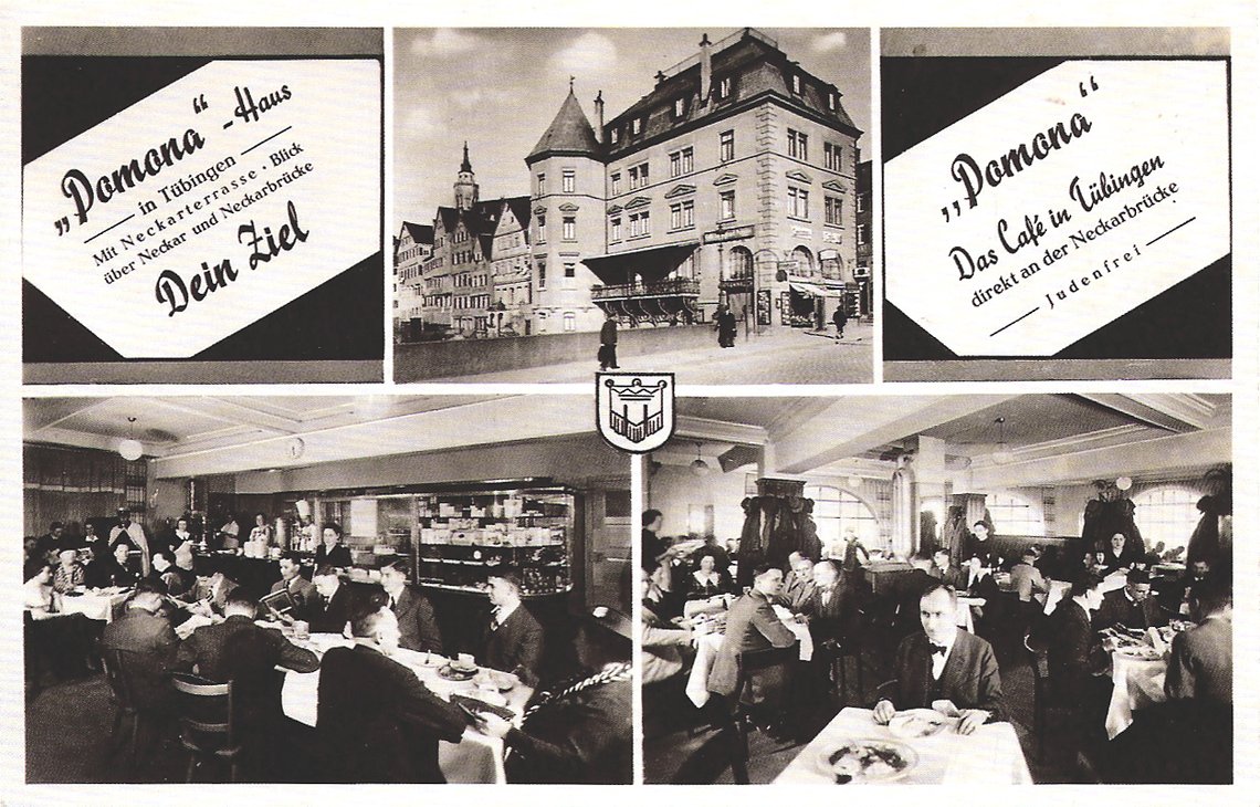 Sådan så det ud på en café i Tübingen, Tyskland, i 1939, som også reklamerede med, at den var judenfrei. Foto: Gebrüder Metz /CC BY-SA 3.0/Wikimedia Sådan så det ud på en café i Tübingen, Tyskland, i 1939, som også reklamerede med, at den var judenfrei. Foto: Gebrüder Metz /CC BY-SA 3.0/Wikimedia