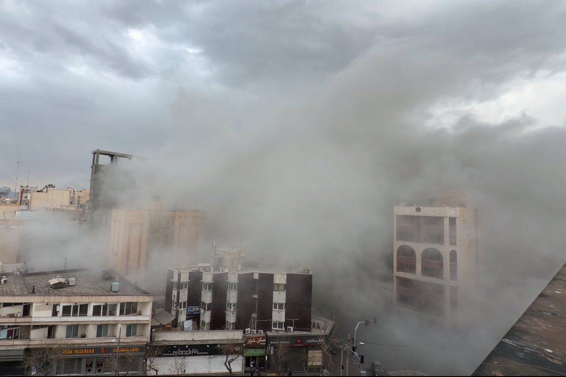 Smoke engulfs a street after a strike in Tehran, Iran, Monday, March 2, 2026. (AP Photo/Mohsen Ganji) Smoke engulfs a street after a strike in Tehran, Iran, Monday, March 2, 2026. (AP Photo/Mohsen Ganji)