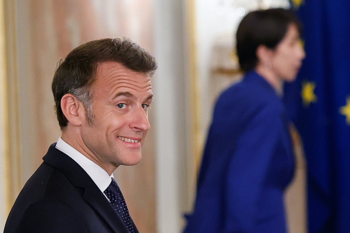 French President Emmanuel Macron reacts as he meets Japanese Prime Minister Sanae Takaichi for their bilateral talks at the Akasaka Palace state guest house in Tokyo Wednesday, April 1, 2026. (Kim Kyung-Hoon/Pool Photo via AP) French President Emmanuel Macron reacts as he meets Japanese Prime Minister Sanae Takaichi for their bilateral talks at the Akasaka Palace state guest house in Tokyo Wednesday, April 1, 2026. (Kim Kyung-Hoon/Pool Photo via AP)